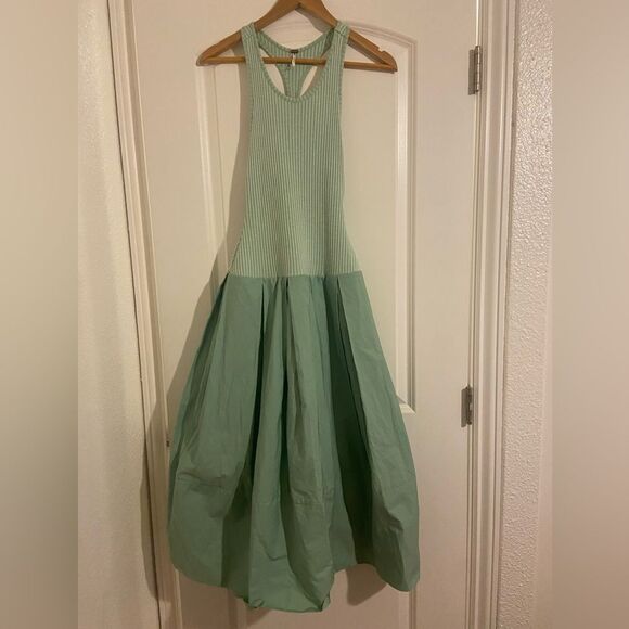 NWOT Free People Drops Of Venus Mint Green Sleeveless Midi Dress Sz XS oversized - Picture 16 of 16